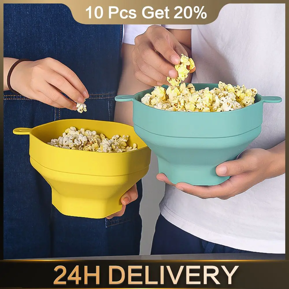 Kitchen Supplies Easy Storage Red Silicone Bowl Popcorn Bucket Health And Peace Of Mind Blue Popcorn Bowl Popcorn Maker Grey