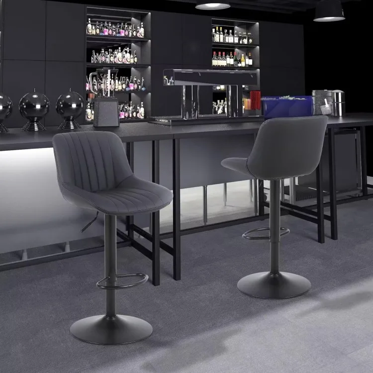 Bar Stools Set of 4, Swivel Counter Height Barstools with Back, Adjustable PU Leather Bar Chairs, Modern Armless Kitchen