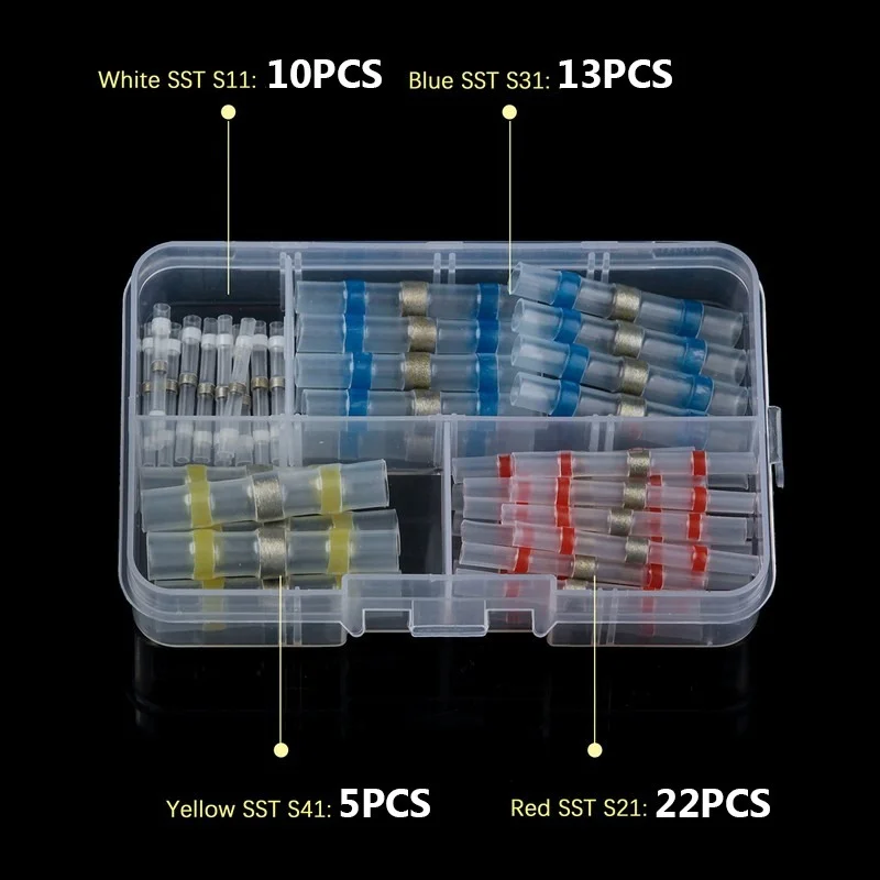 Heat Shrink Tube Solder Insulated Wire Connectors Seal Sleeve Shrinkable Tube Soldering Butt Electrical Cable Splice 5/30/50PCS