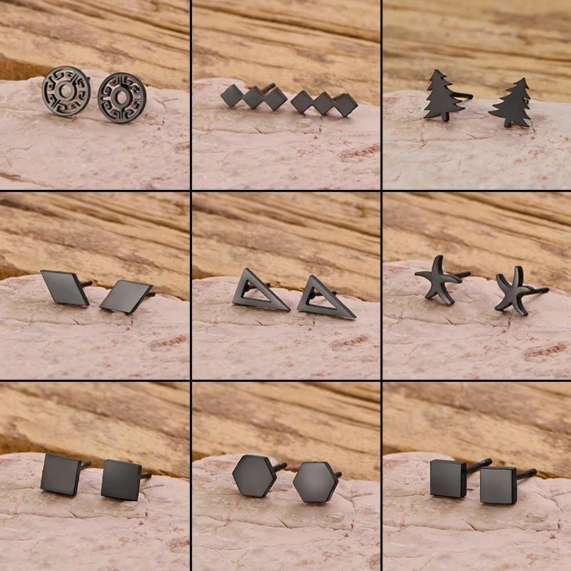 Image of Geometrische Edelstahl Sechseck Raute Ohrring Seestern Quadrat Ohr Schmuck Damen Minimalistische Ohrringe Geschenke Zubehör