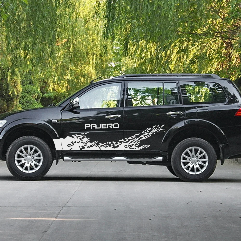 

2PCS For Mitsubishi Pajero Car Door Side PVC Stickers Auto Vinyl Film Decals DIY Decoration Styling Tuning Accessories