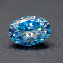 Moissanite Stone Ice Blue Oval Cut Lab Grown Moissanite Synthetic Gemstone Passed Diamond Tester Comes with GRA Certificate