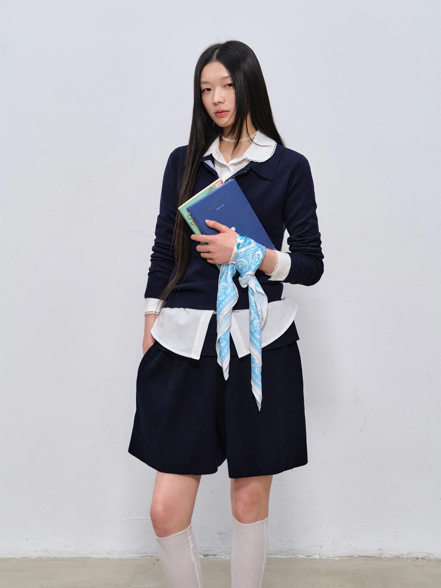 Slim Fit Base de malha irt Versátil Simples College Sle Faion Liberação LaluneDuCiel Padrão geométrico Faion feminino