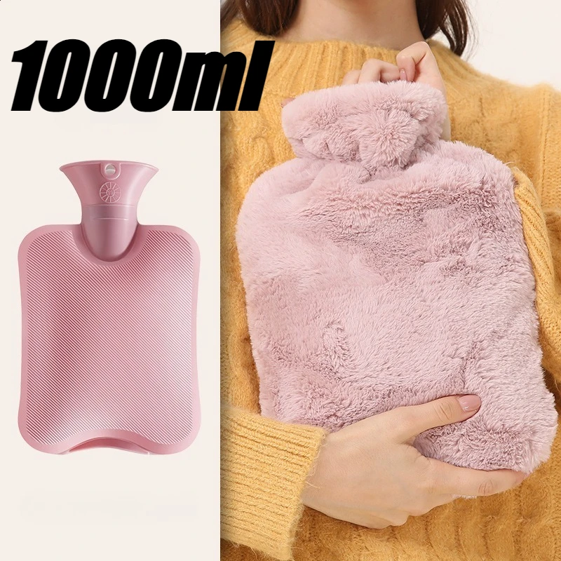 1000 ml Winter-Plüsch-Handwärmer, Wärmbeutel, große rosa, weiche, wiederverwendbare Wärmeflasche, hält warm, für Kinder und Erwachsene, Hotpack-Handwärmer