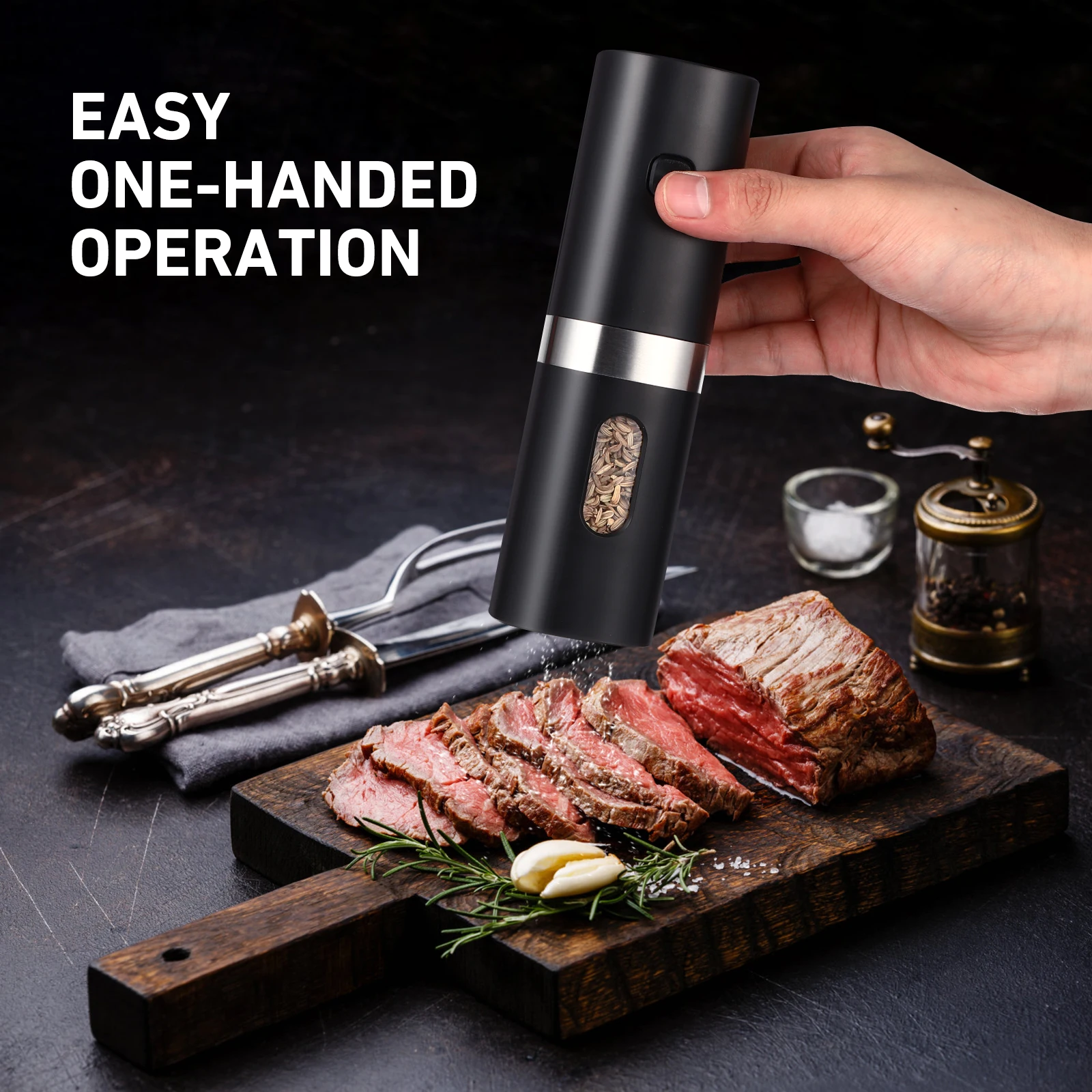 

2PCS Electric Pepper Grinder Salt Adjustable Coarseness 5Levels Large Capacity Rechargeable TypeC Portable Seasoning