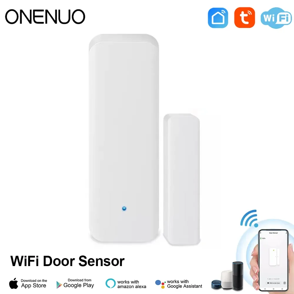 Onenuo Tuya Wifi Raam Deur Sensor Deur Open Gesloten Magnetische Detector Home Security Protection Smart Life Deur Alexa Google