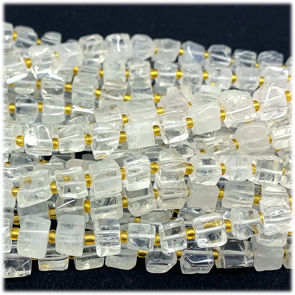 

Veemake Natural Clear Rock Quartz Crystal Free Form Cube Loose Beads For Jewelry Making 08285