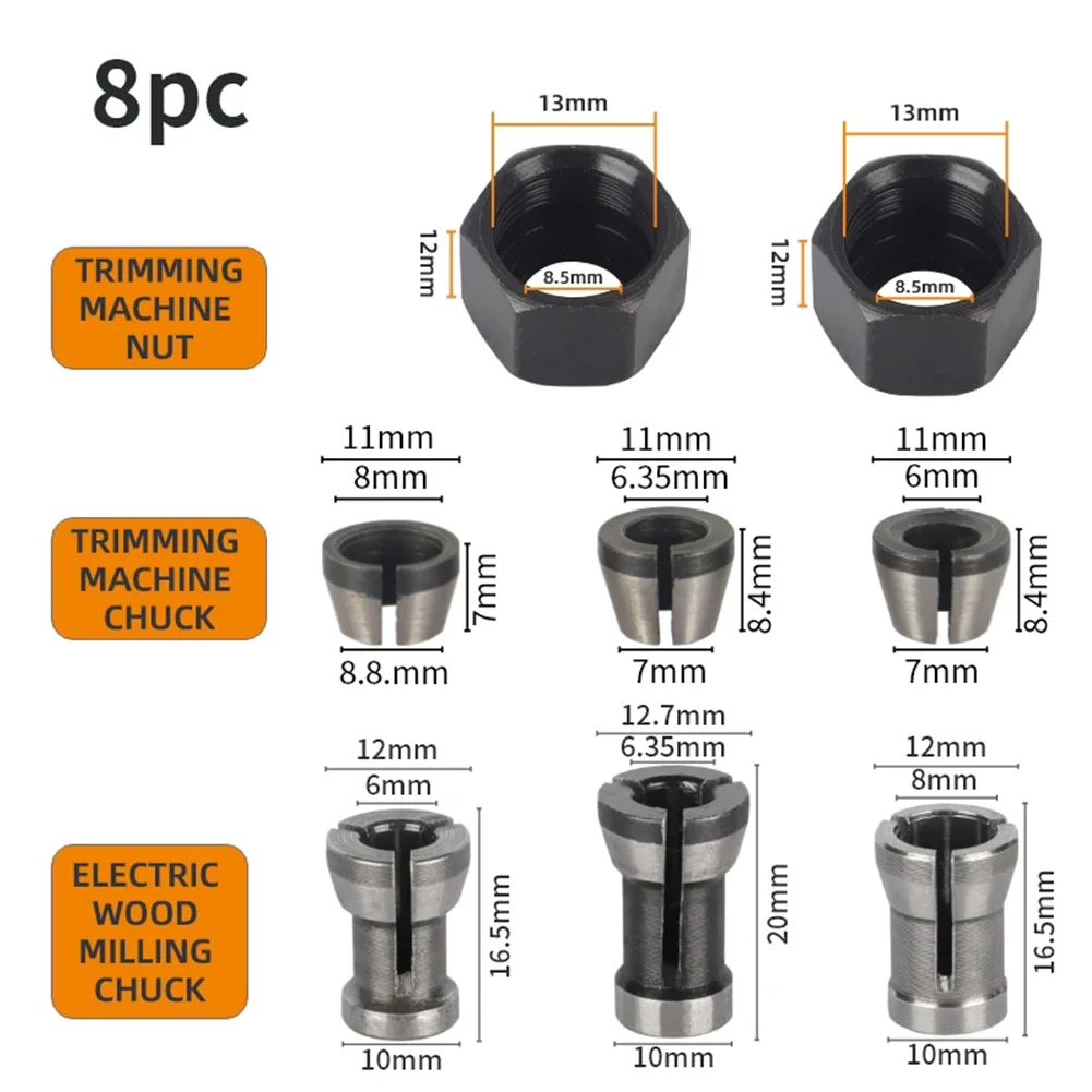 Pinza Chuck Adapter Router elettrico incisione rifilatrice Router elettrico Pcs Chuck Chuck o Collet sutable Wood Router