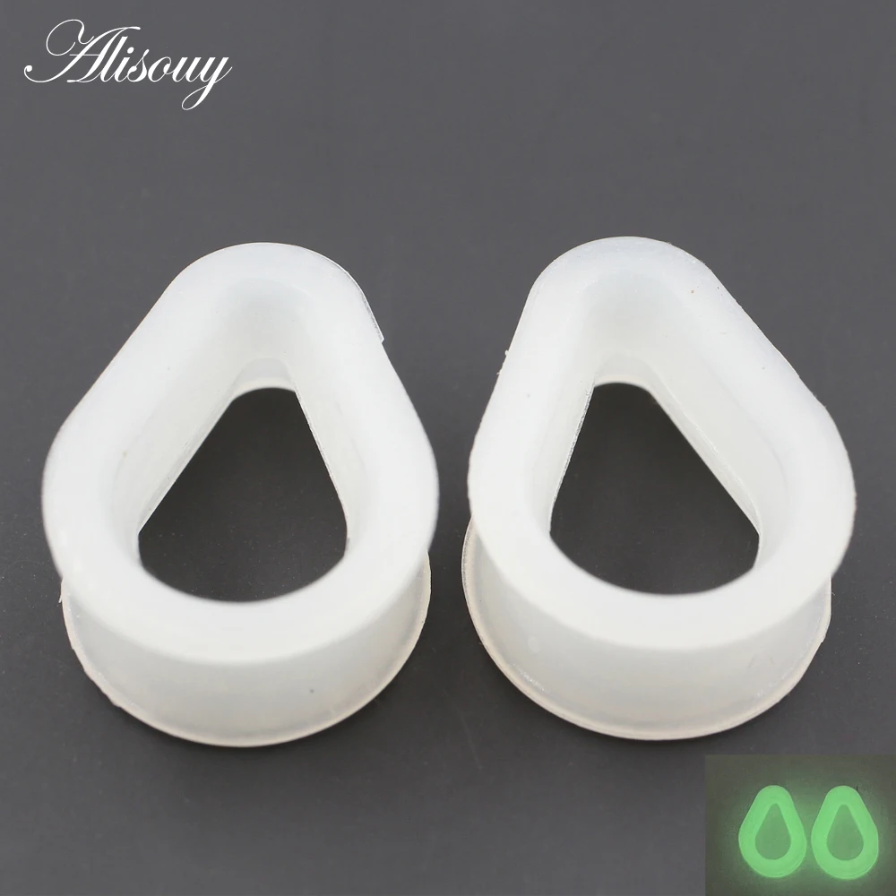 Alisouy 2PCS Silicone Flexible Tear Water Drop Flares Flesh Ear Plugs Tunnel Expander Stretcher Gauges Earrings Piercing Jewelry