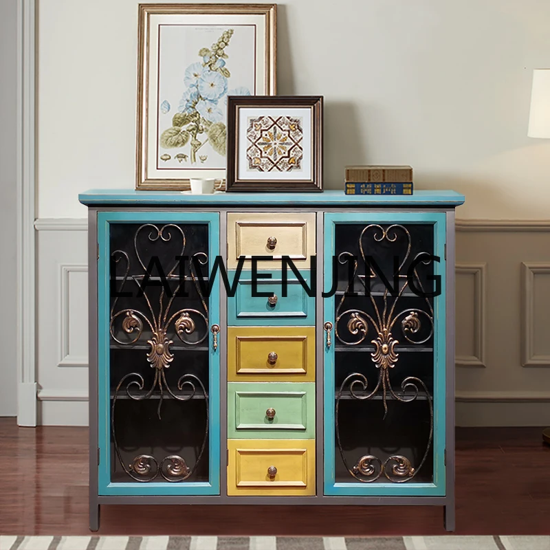 

American Shoe Cabinet Country Retro Bedroom Glass Foyer Doorway Storage Chest of Drawers