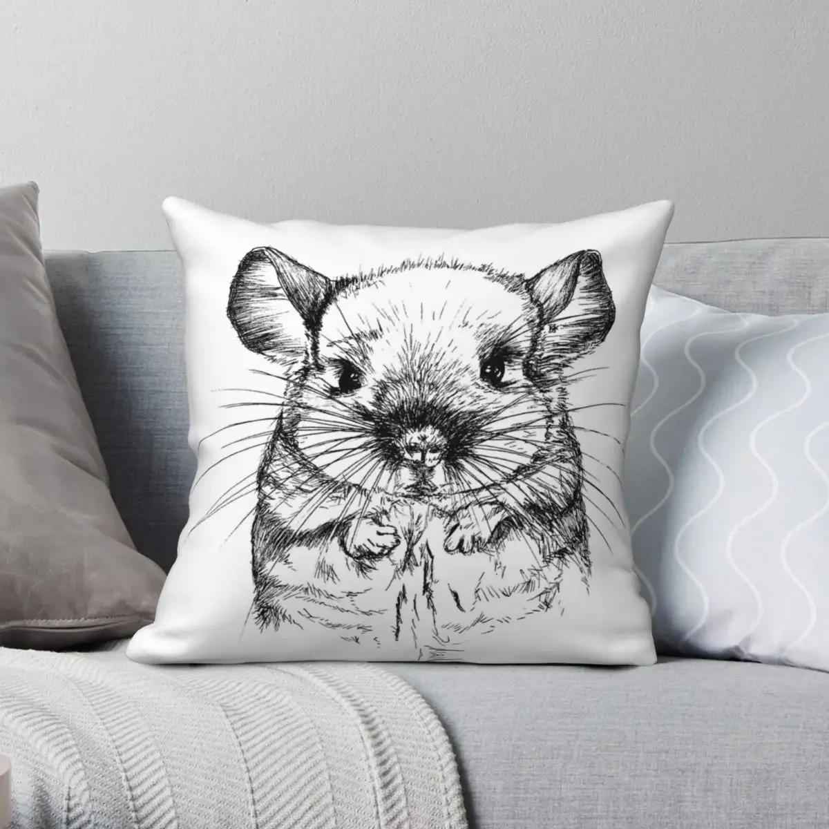 Chinchilla My Love Square Pillowcase Polyester Linen Velvet Printed Zip Decor Pillow Case Home Cushion Case 45x45