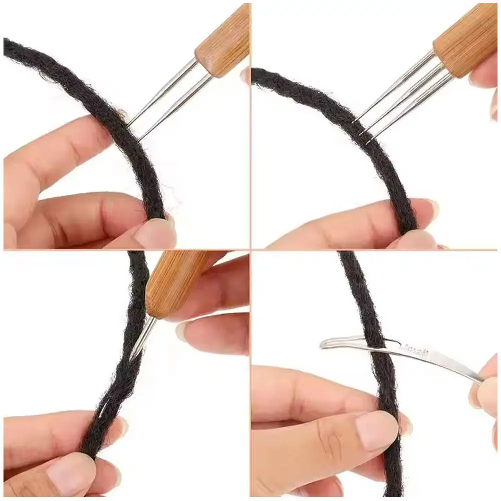 Dreadlocks De Crochet De Madeira, Agulha De Trança, Peruca E Threader De Cabelo, Gancho De Extensão, V2Q8, Ferramenta