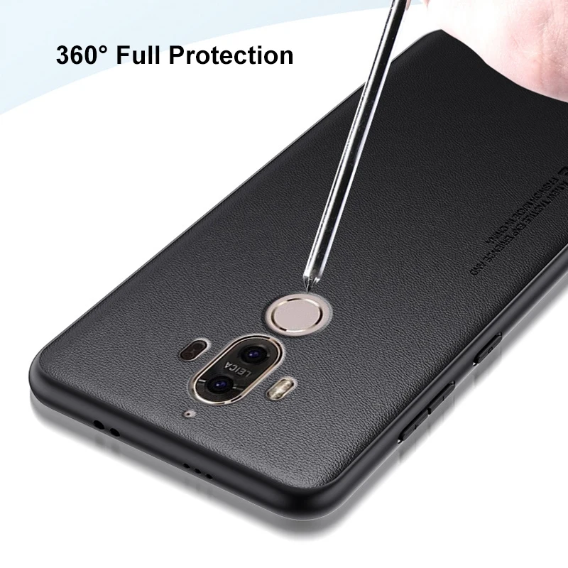 Luxury PU Leather Case For Huawei Mate 9 Back Cover Matte Silicone Shockproof Full Protection Phone Case For Huawei Mate9 Coque