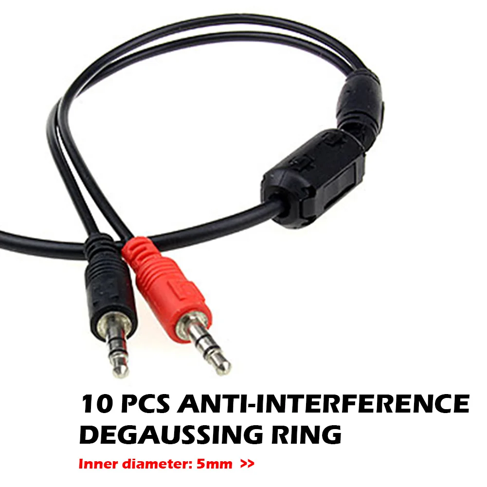 10Pcs 5mm Ferrite Core Ring Clamp Kit Anti-Interference Noise Filters Suppressor for USB Audio Video Power Cord