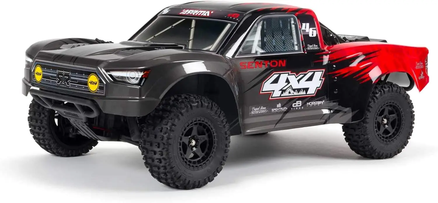 1/10 Senton 4X4 V 3 Mega 550 Geborsteld Korte Baan Rc Truck Rtr (Zender, Ontvanger, Nimh Batterij En Oplader Inbegrepen), Rood, Een