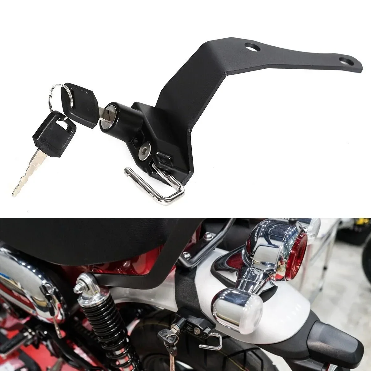 REAR GRAB BAR HELMET HANGER HOLDER LOCK ANTI THEFT HOOK KEY SET FOR HONDA DAX ST125 JB04 2022 2023 2024