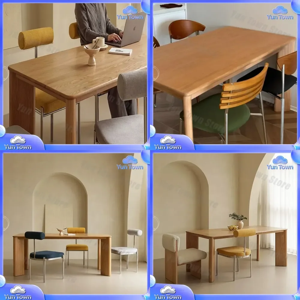 Modern All-Solid Wood Dining Table for Household Small Apartment Ash Wood Dining Table and Chair Set for 4 or 6 People