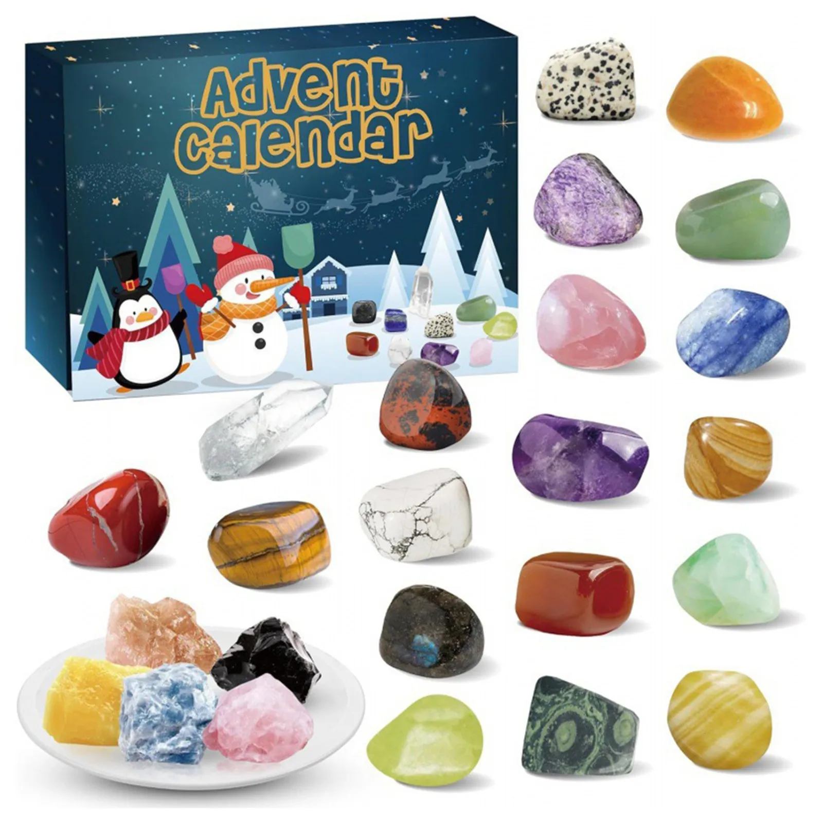 Lampka nocna na baterie z timerem Kalendarz Adwentowy 2024 24 rodzaje Świąteczne lampki na baterie z timerem i