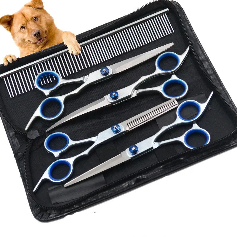 Stainless Steel Pet Dog Grooming Scissors Up and Down Curved Scissors Sharp Edge Animal Cat Hair Haircut Haircut Kit