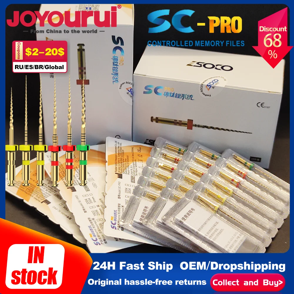 

6pcs/Pack Dental Root Canal File COXO SOCO SC PRO Heat-Activated Rotary Nitinol Niti 25 File Thermally Activated Nickel-Titanium