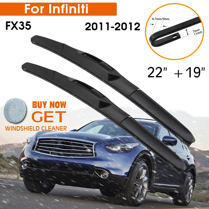 

Car Wiper Blade For Infiniti FX35 2011-2012 Windshield Rubber Silicon Refill Front Window Wiper 22"+19" LHD RHD Auto Accessories