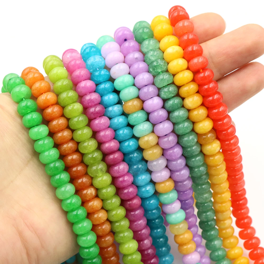 5x8mm Natural Stone Jade Rondelle Abacus Loose Beads Colorfu