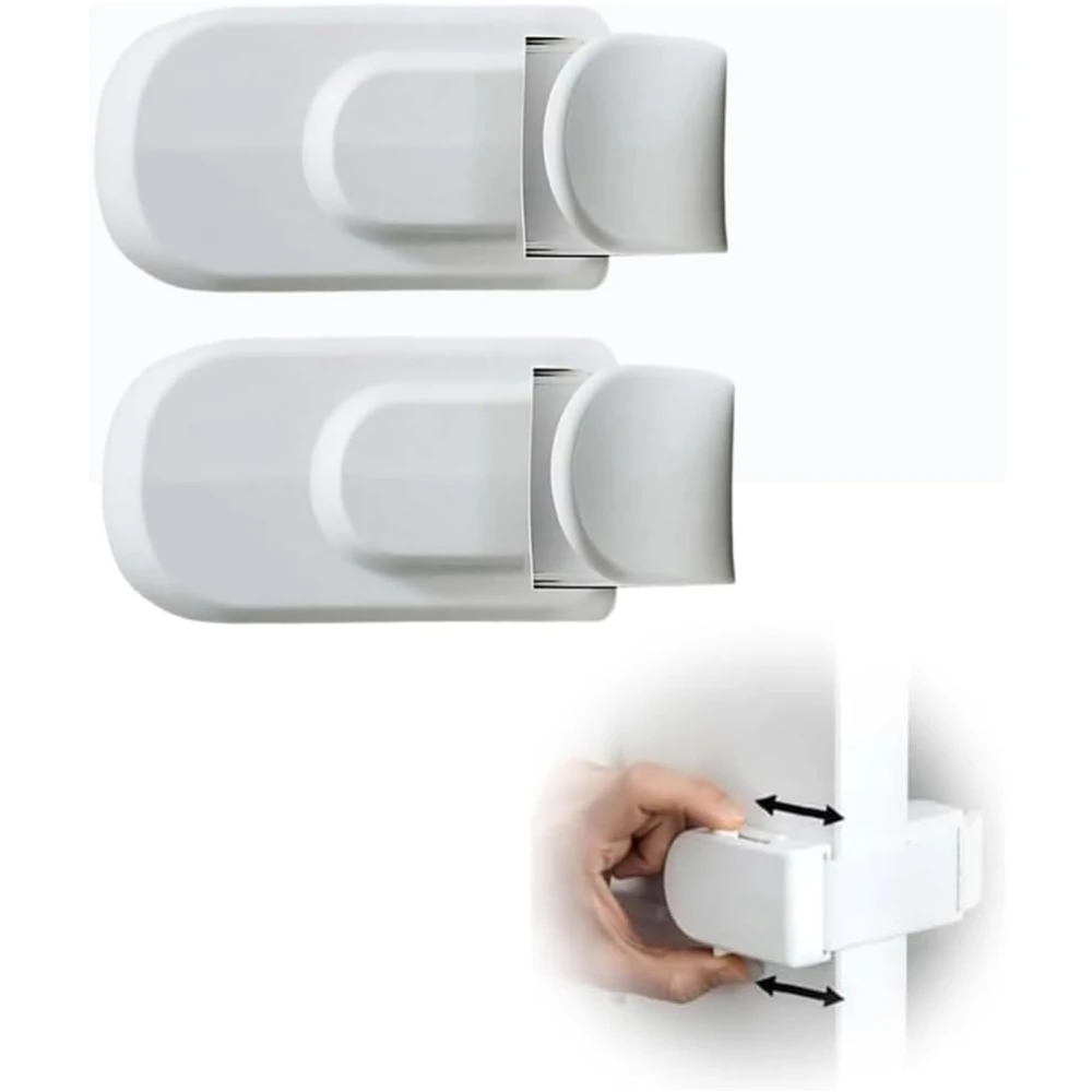 Multifunctional Adhesive-Free Children Safety Lock Press the Buttons Slide To Lock Open One-Handed As An Adult for Toddlers Baby