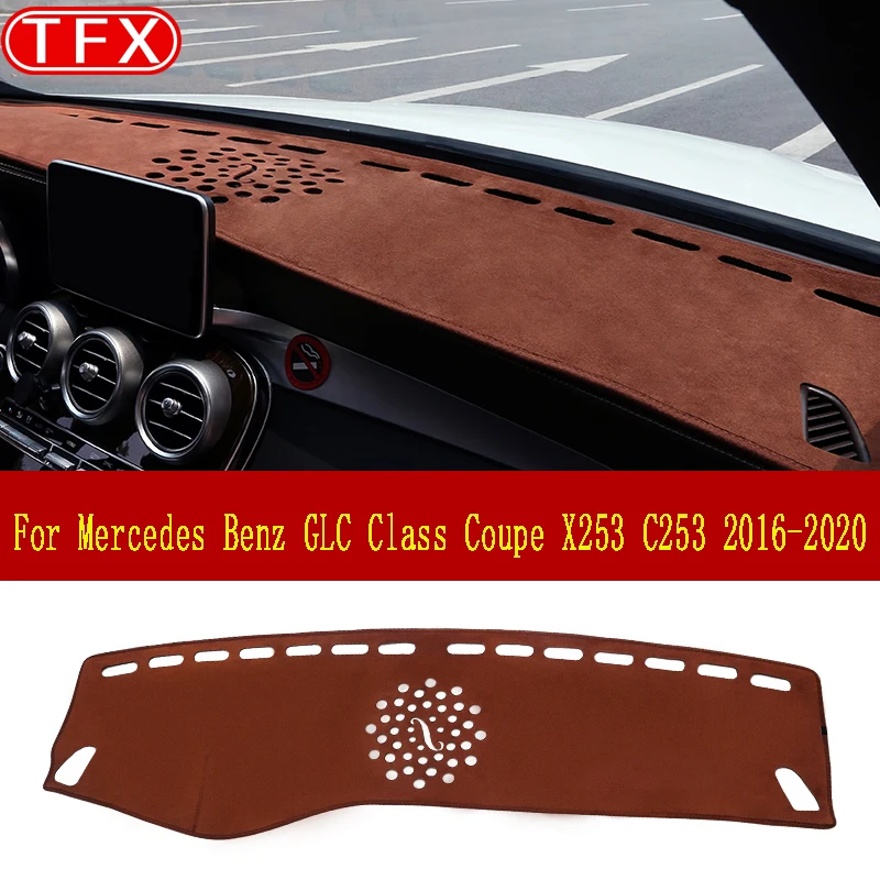 Flannel Dashmat for Mercedes Benz GLC Class Coupe X253 C253 Anti-Slip Mat Dashboard Sunshade Carpet Accessories GLC300 200 220