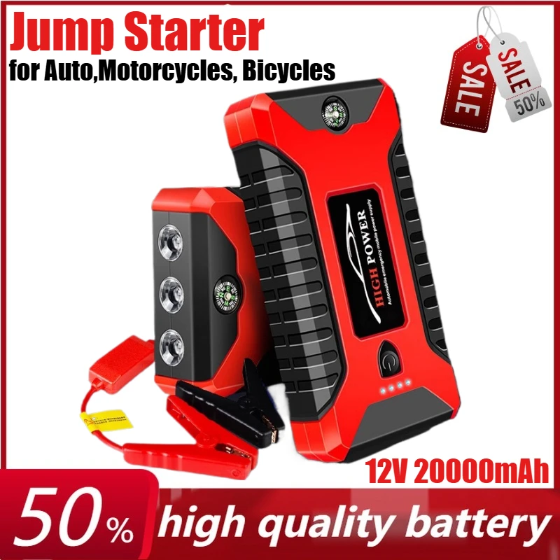 

12V 20000mAh Car Jump Starter with Air Compressor Inflatable Pump Portable Power Bank for Auto,Motorcycles, Bicycles