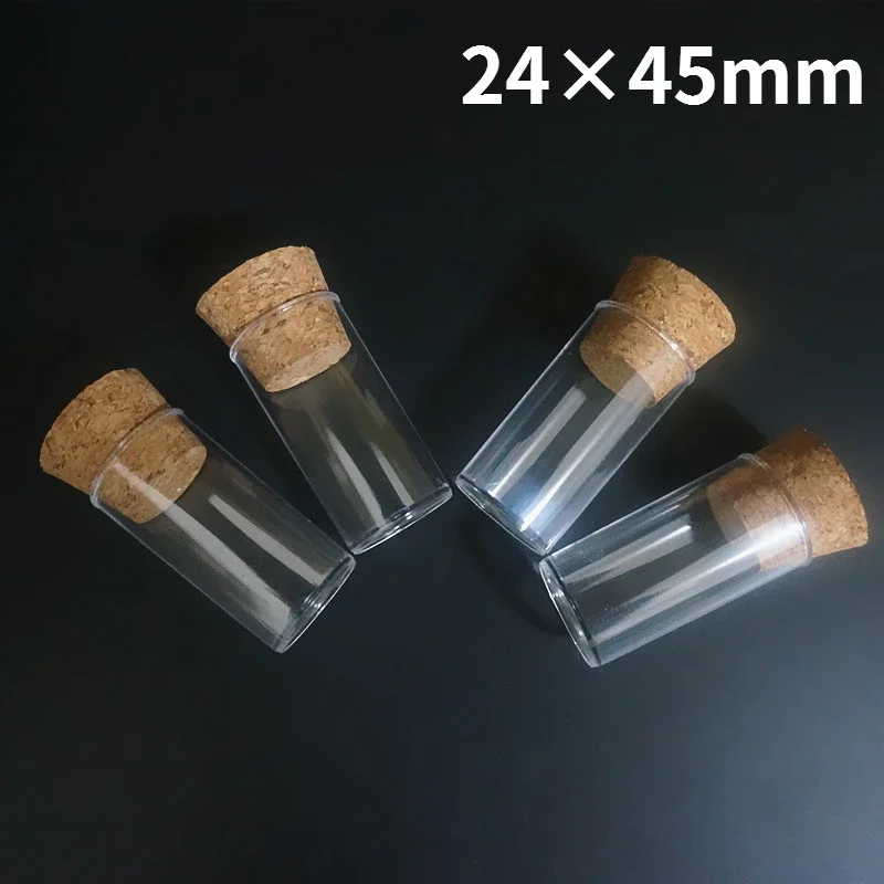 20Pcs 50Pcs 100Pcs 24×45mm 25×95mm Flat Bottom Tea Plastic Test Tube Drosophila Vials Culture Tube with Cork Stoppers