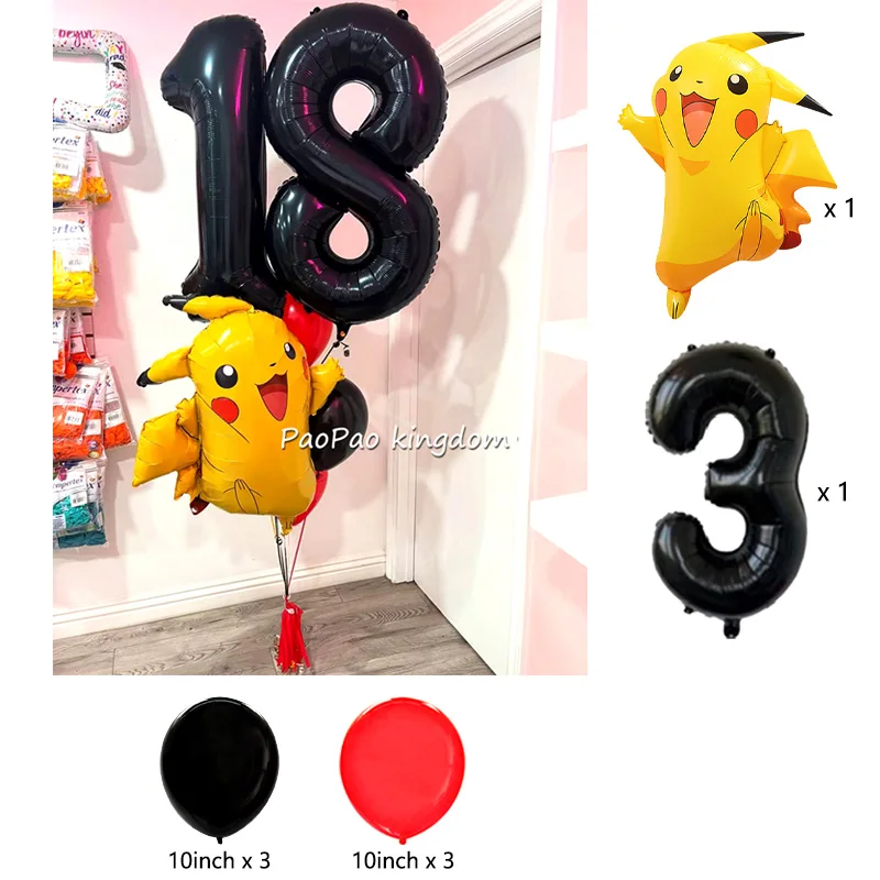 Niedliche Pikachu-Ballons Cartoon-Folienballons Geburtstagsparty-Deko-Set Kinder-Babyparty Feier-Party-Zubehör – Detail 12