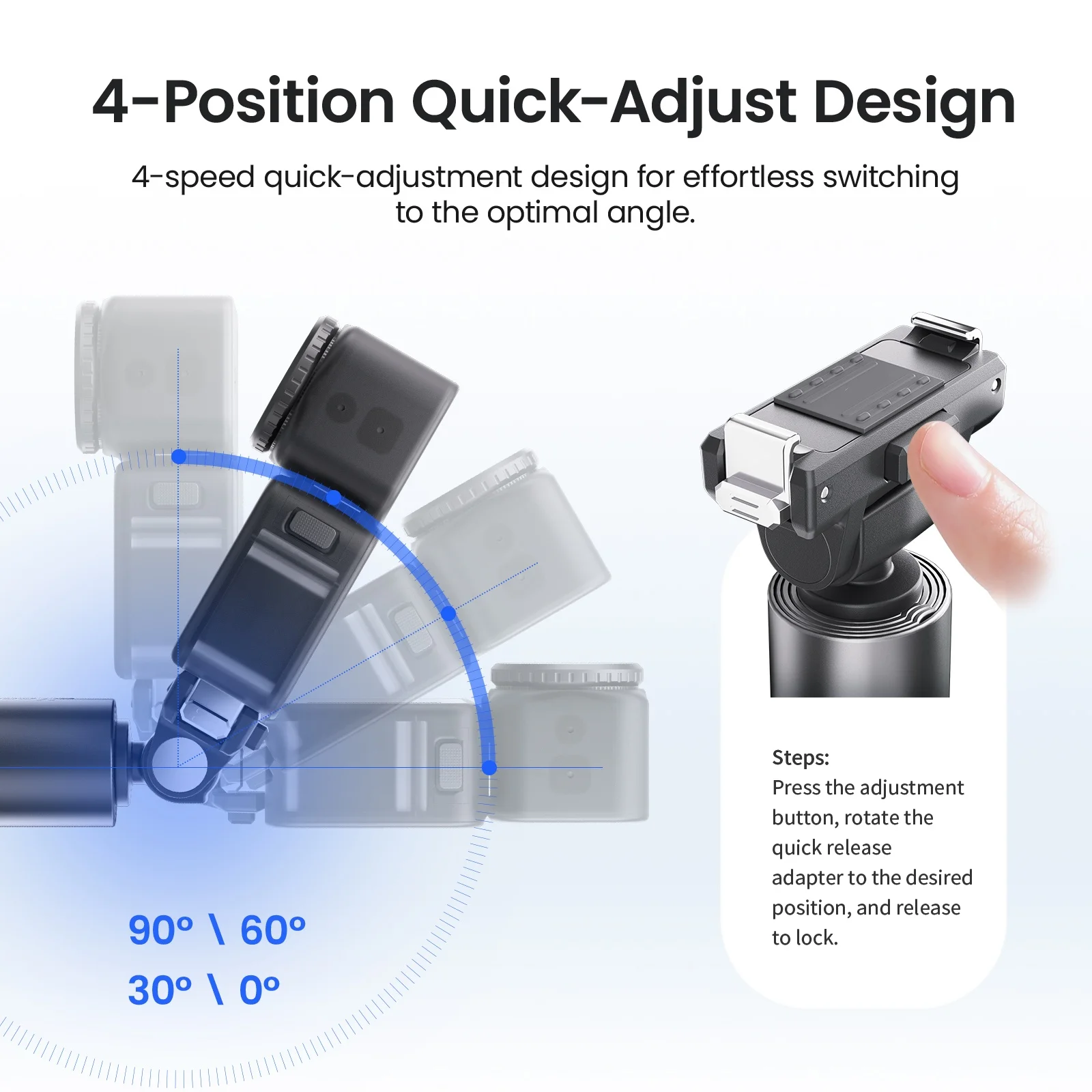 Picture 3: For DJI OSMO Action 6 /NANO / OSMO 360/Action 5Pro /4/3 Adjustable Dual-Direction Quick-Release Selfie Stick Camera Accessory