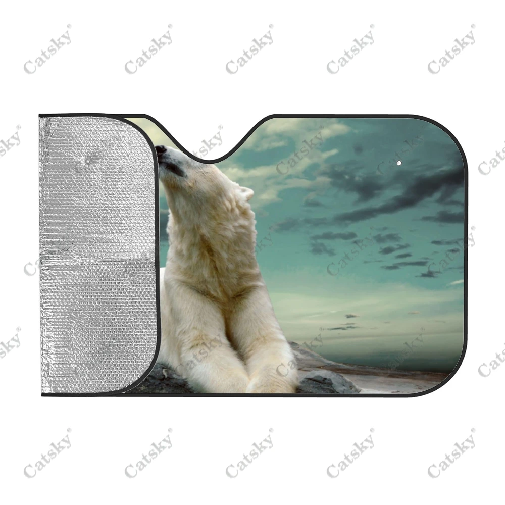 Cute Polar Bear Animal Car Auto Accessories Windshield Sunshade Foldable Sunvisor Protect UV Sunshade Visor Shield for SUV Cool