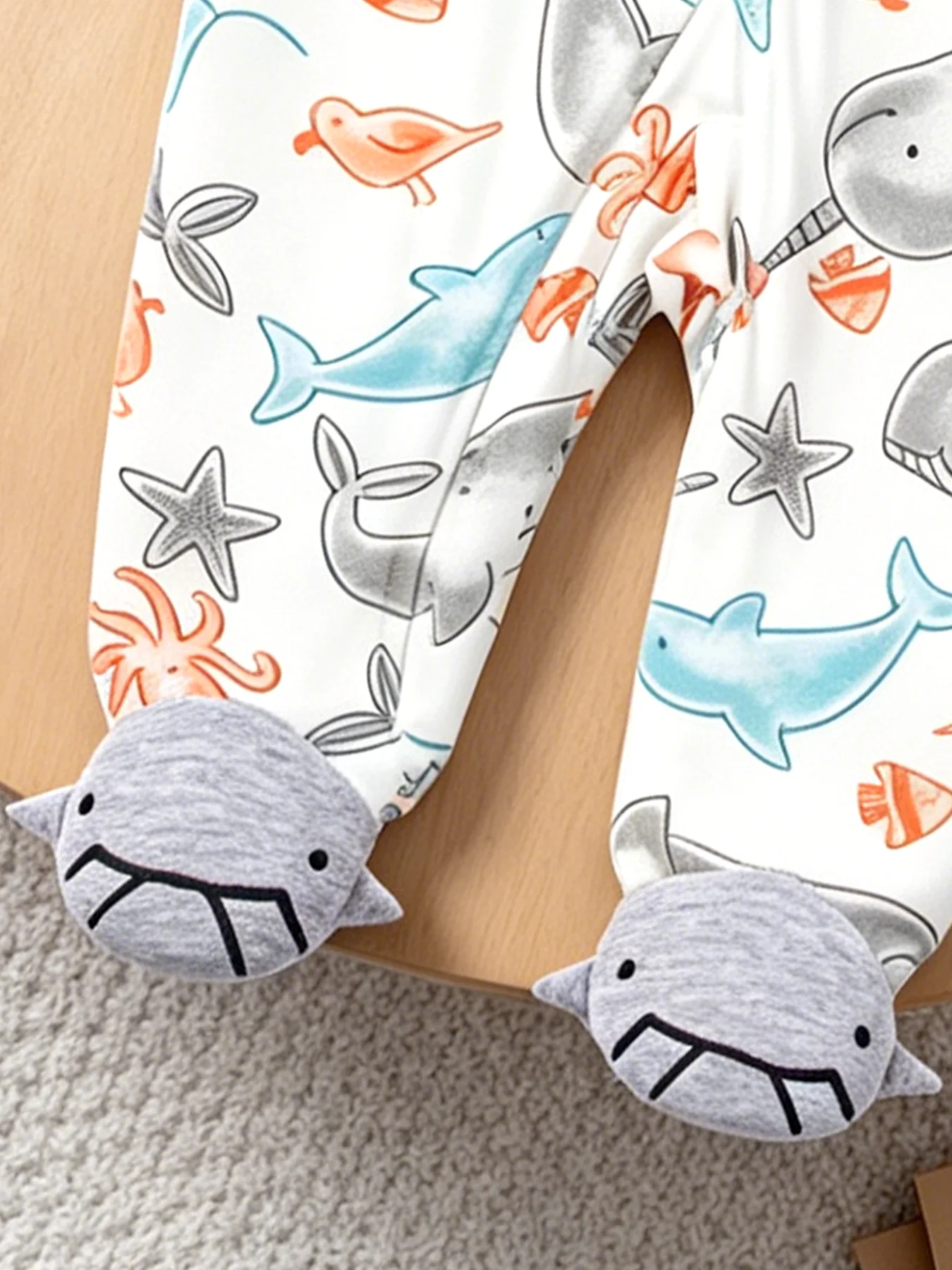 2-teiliges Strampler-Set für Jungen im Alter von 0–12 Monaten: Krabbelanzug mit Cartoon-Print und Doppelreißverschluss – praktische Strampler für Neugeborene für den Heimgebrauch – Detail 8