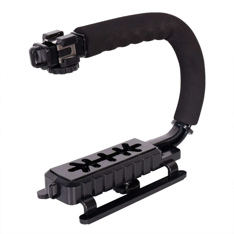 Stabilizing U-Grip Hand Grip Tripod with 1/4 Screw Cold Shoe Video Accessory