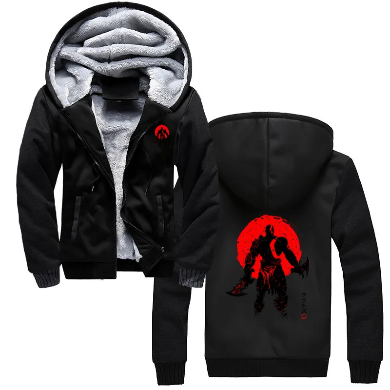 Casual Men's Winter Hoodie Kratos God Of War Under The Sun Artsy Gaming zipper Sweatshirt Unisex Jacket Thicken Clothing