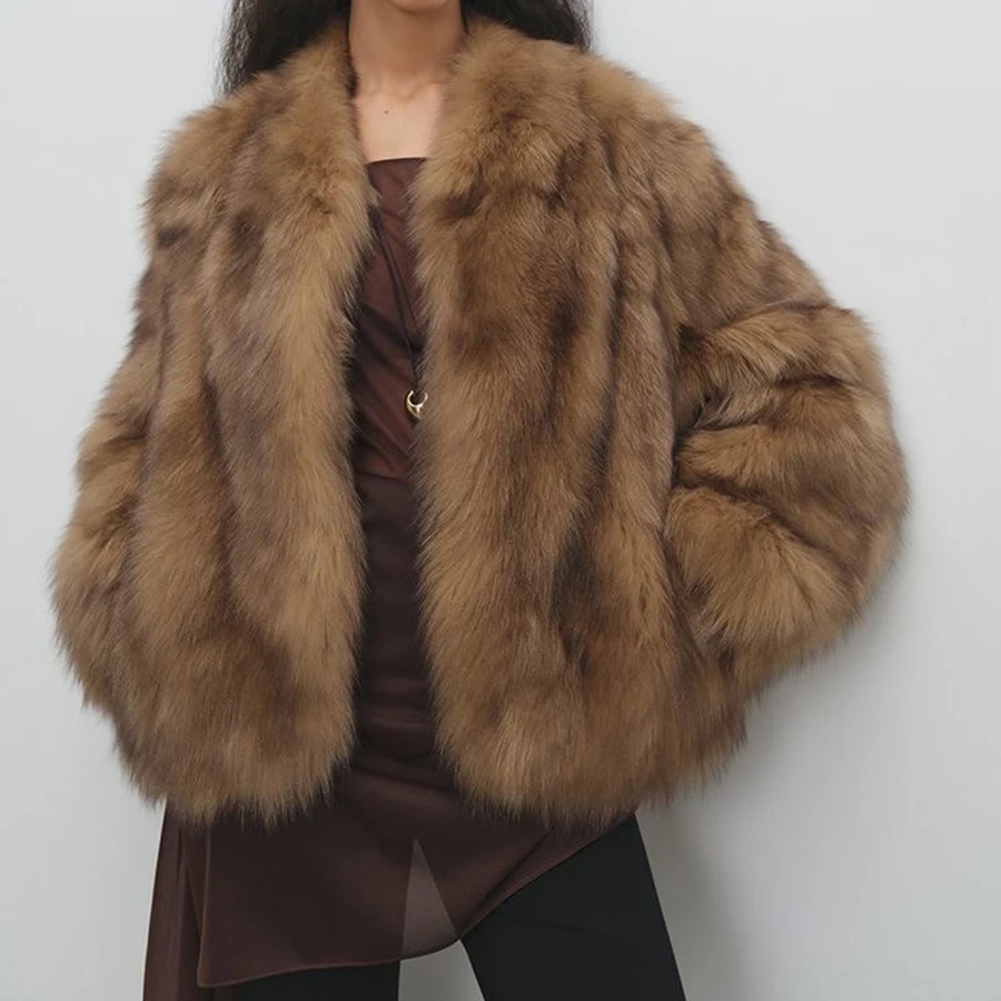 LIMO Women Faux Fur Short Coat Open Front Loose Long Sleeve Fashion Furry Outerwear