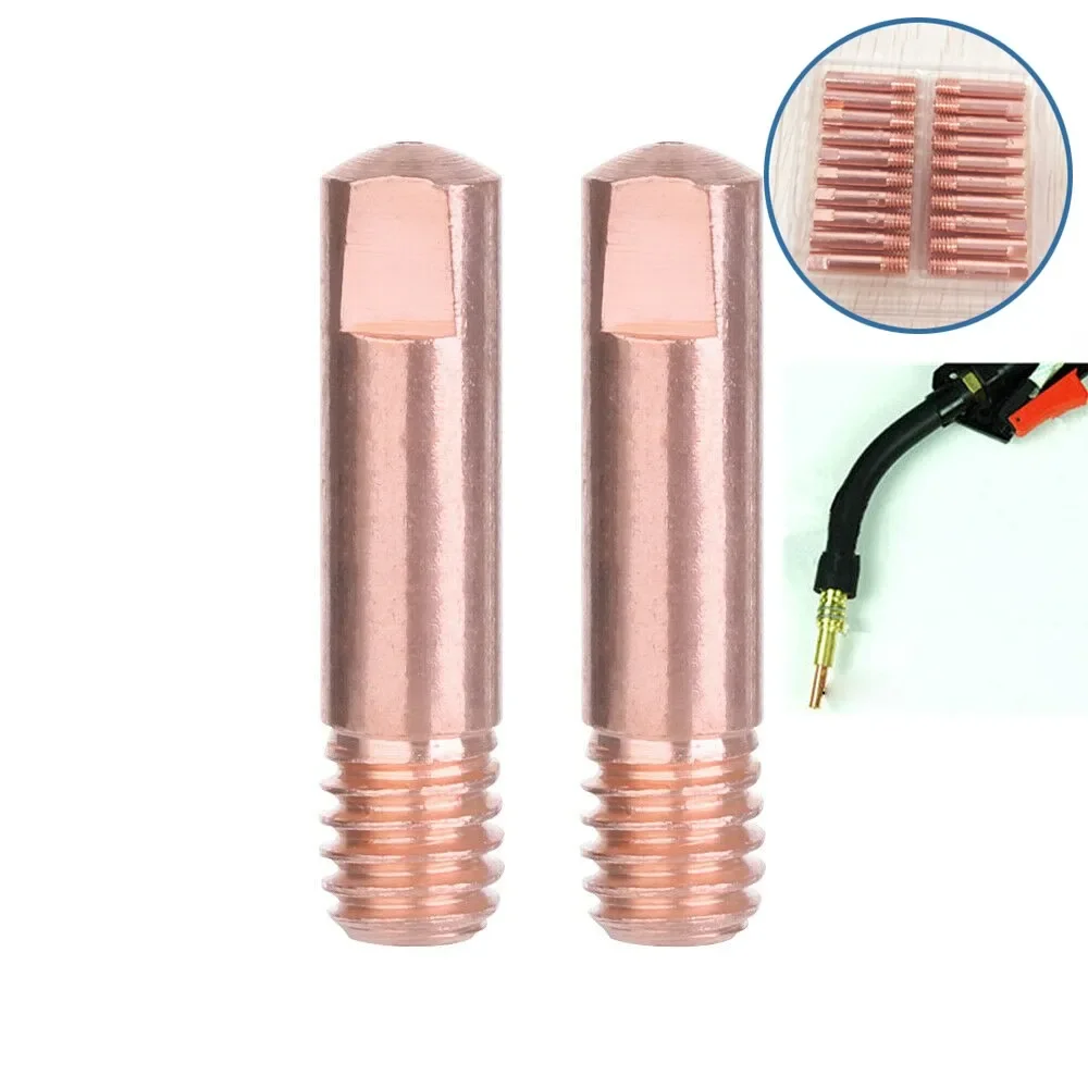 New Useful Mig Welding Contact Tips Length 25mm MB15 (M6) Replacement Welder Flux Cored Wire 0.8mm 10pcs Durable