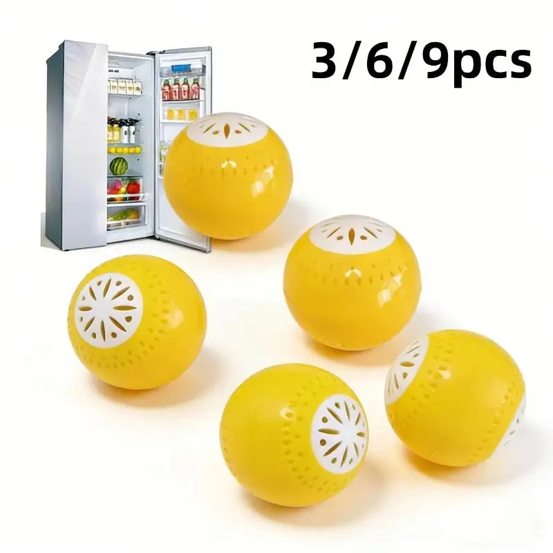 3/6/9 Pcs Refrigerator Deodorant, Fridge Odor Removal Balls With Active Carbon, Kitchen Tool Household Cleaning Products