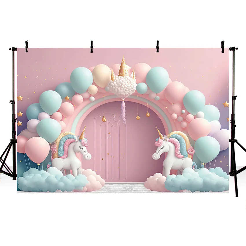 Mehofond Unicorn Photography Background Girl Birthday Decoration Arch Balloon Princess Photo Backdrop Baby Shower Photoshoot