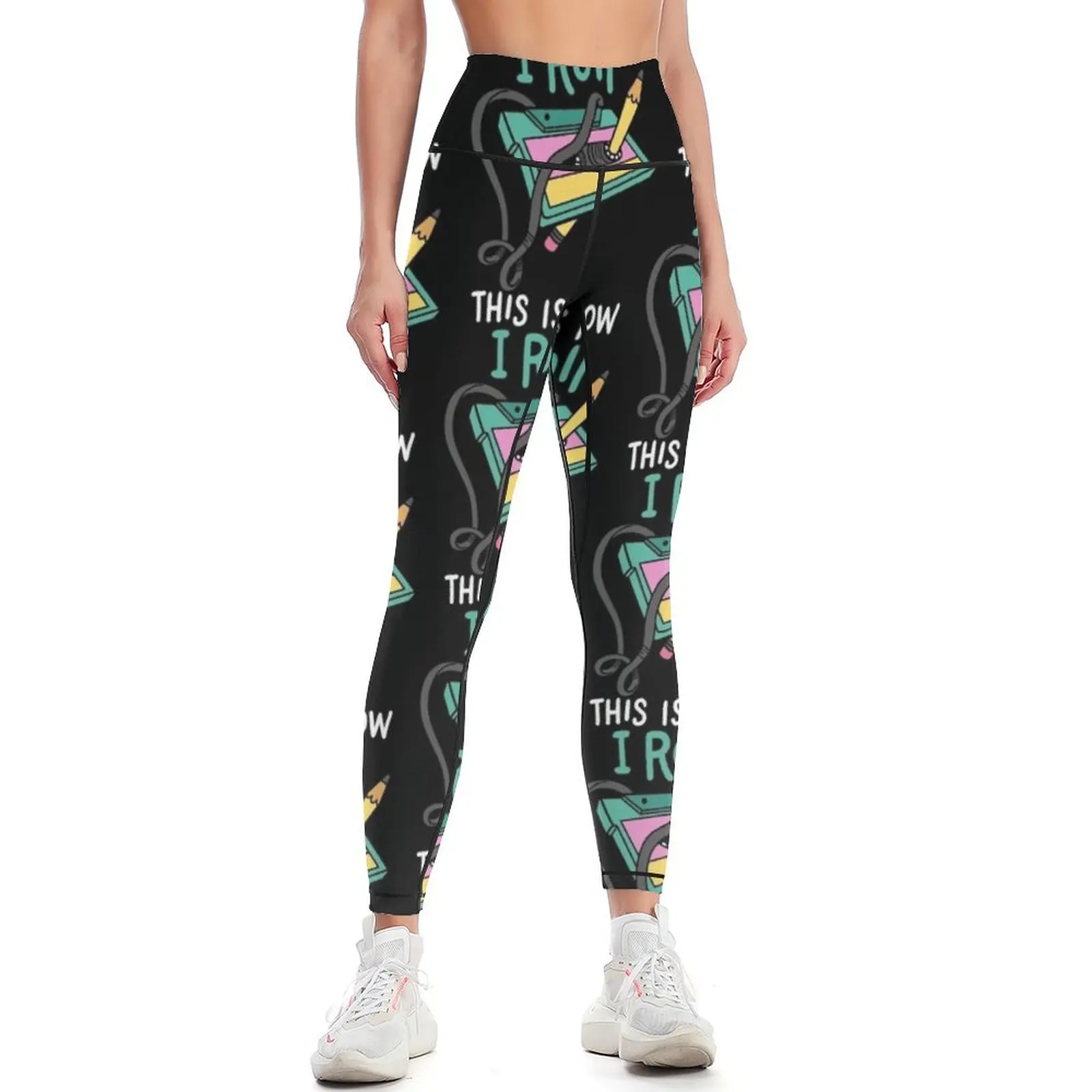 Cassette Tape 80s 90s Leggings Golf wear Tight fitting woman push up fitness Womens Leggings