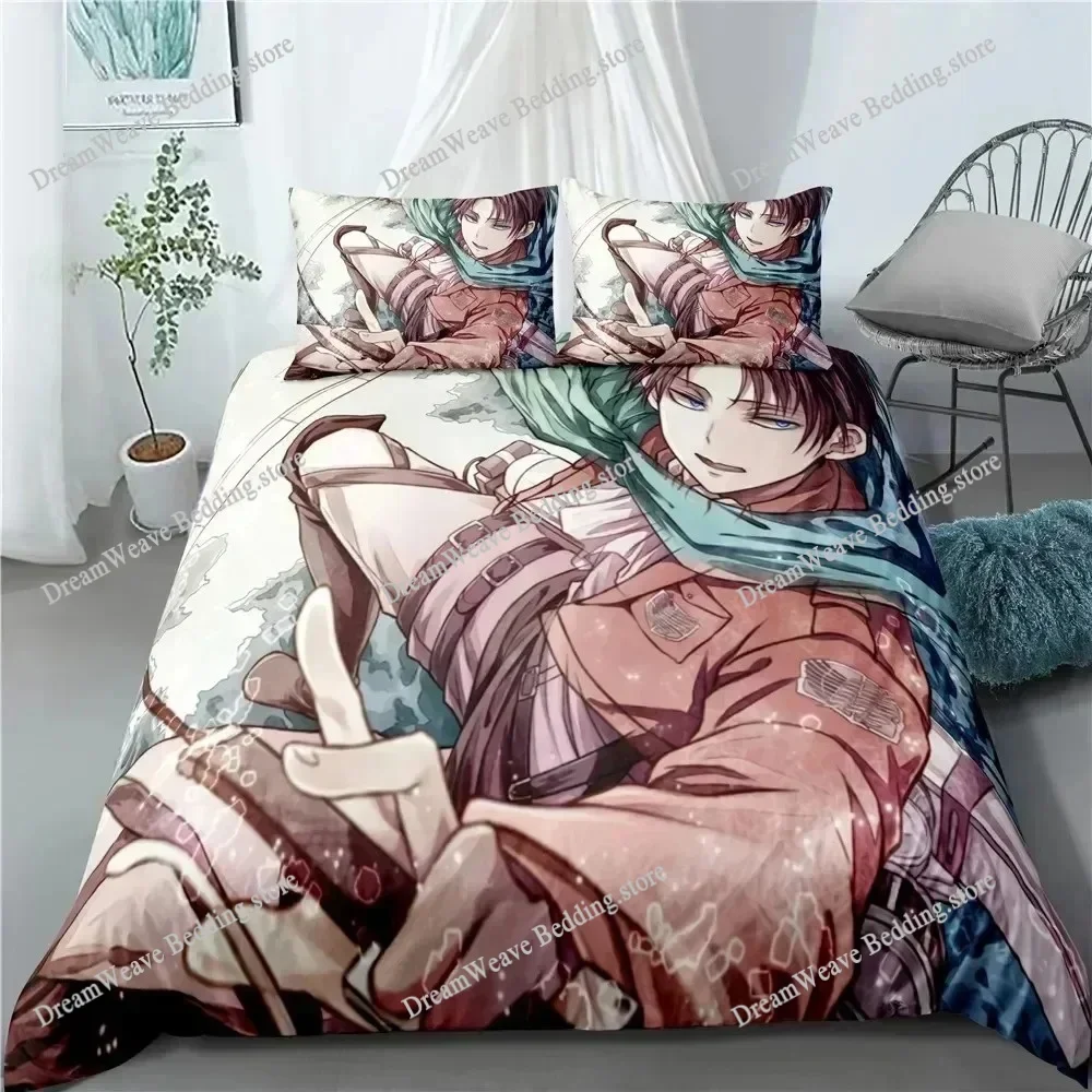 Anime Attack on Titan Bedding Set Kawaii Loli Boy Duvet Cover 3D Print Japan Cartoon Bed Quilt Cover Pillowcase No Sheets963