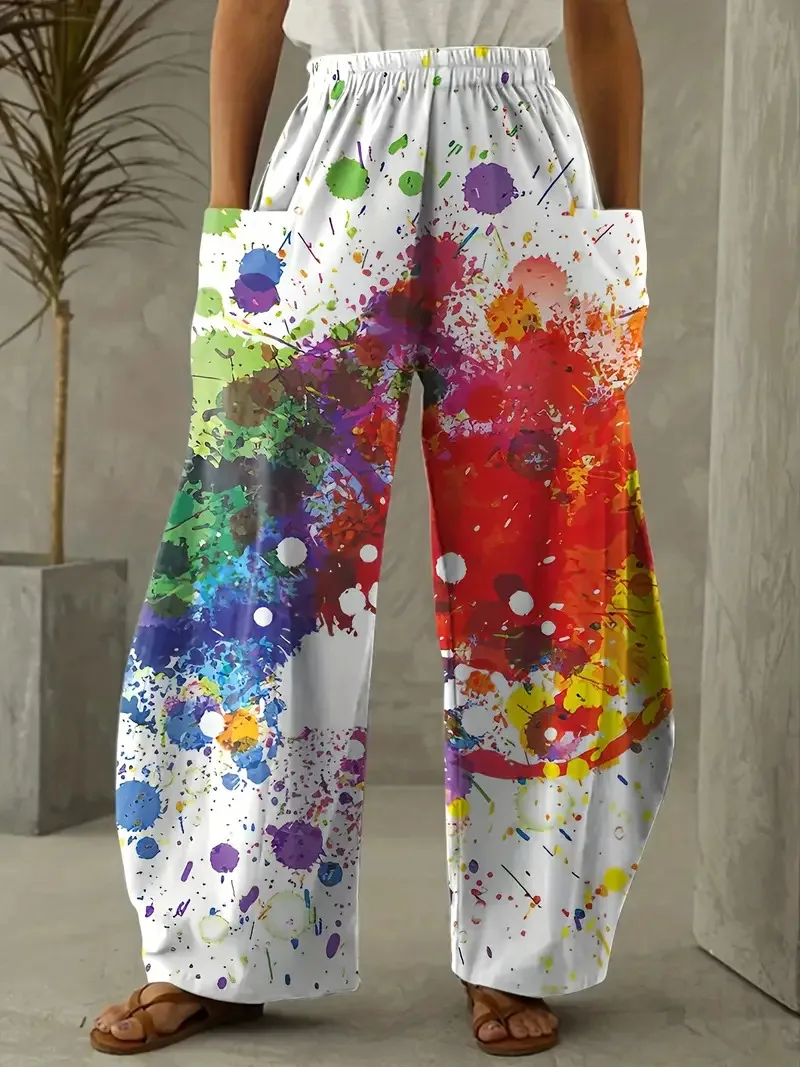 

New Pocket Long, Comfortable And Loose 3d Digital Personalized Graffiti Fashion Casual Wide Leg Pants Factory Direct SalesWC5