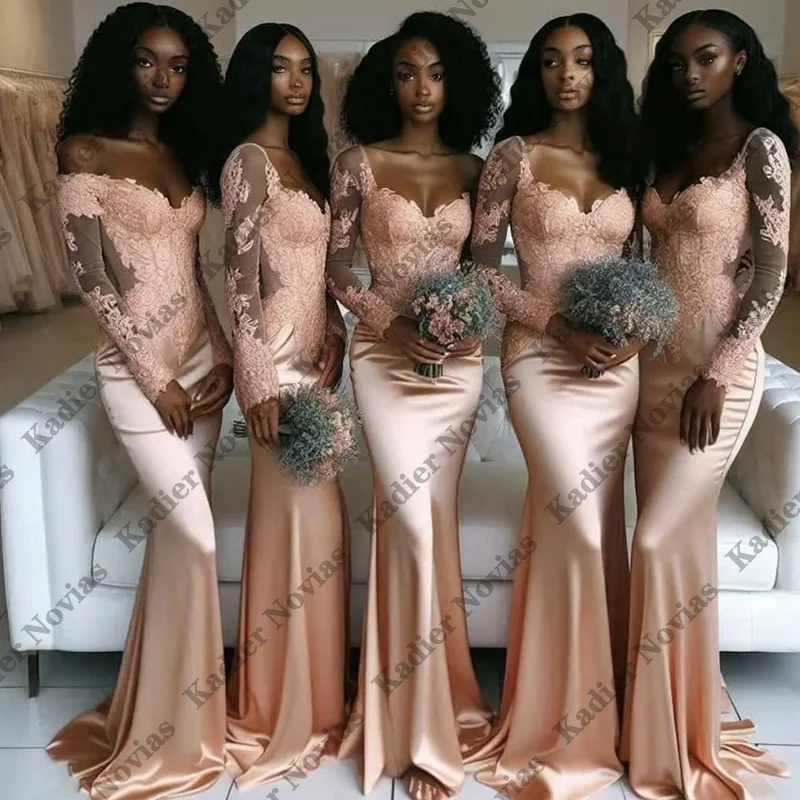 

Customized Mermaid Long Sleeves Bridesmaid Dresses For Women Mermaid Off Shoulder Sleeveless Formal Party Dress Maid Of Honor