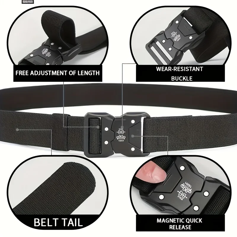 High quality tactical belt for men fashionable business trend outdoor sports canvas breathable and wear-resistant belt for men image 3