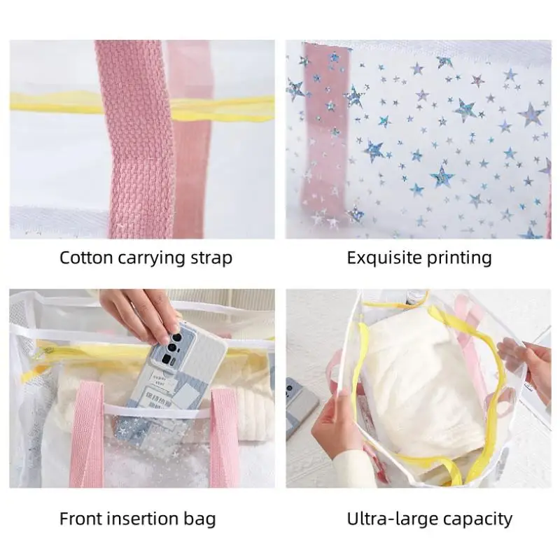 Women Transparent Shoulder Bag Big-capacity Waterproof Beach Swimming Clothes Towel Pouch Portable Outdoors Makeup Toiletry Bags