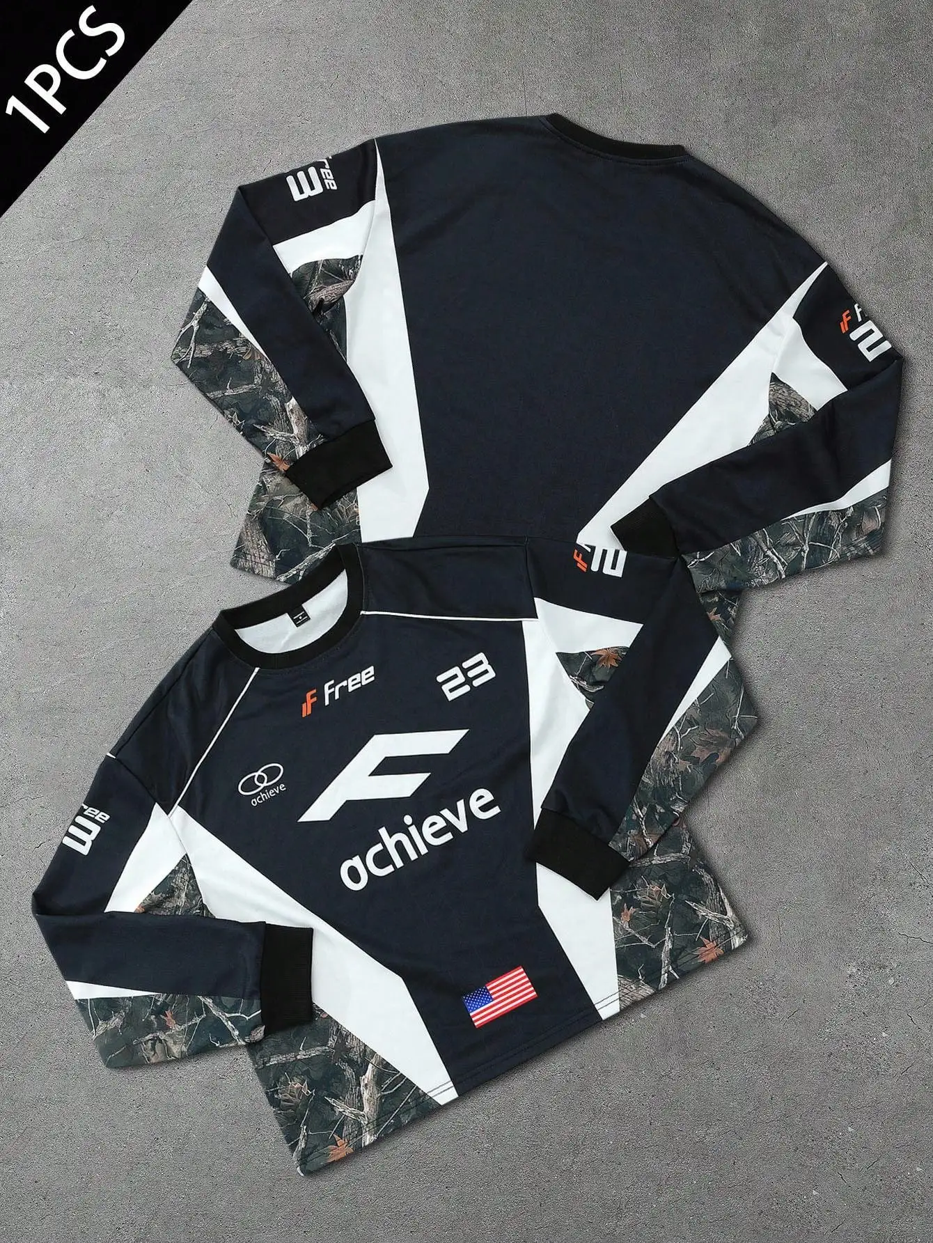 

Мужской пуловер с длинным рукавом и графическим принтом, с камуфляжными вставками, свободного кроя, повседневный топ для осени и зимы