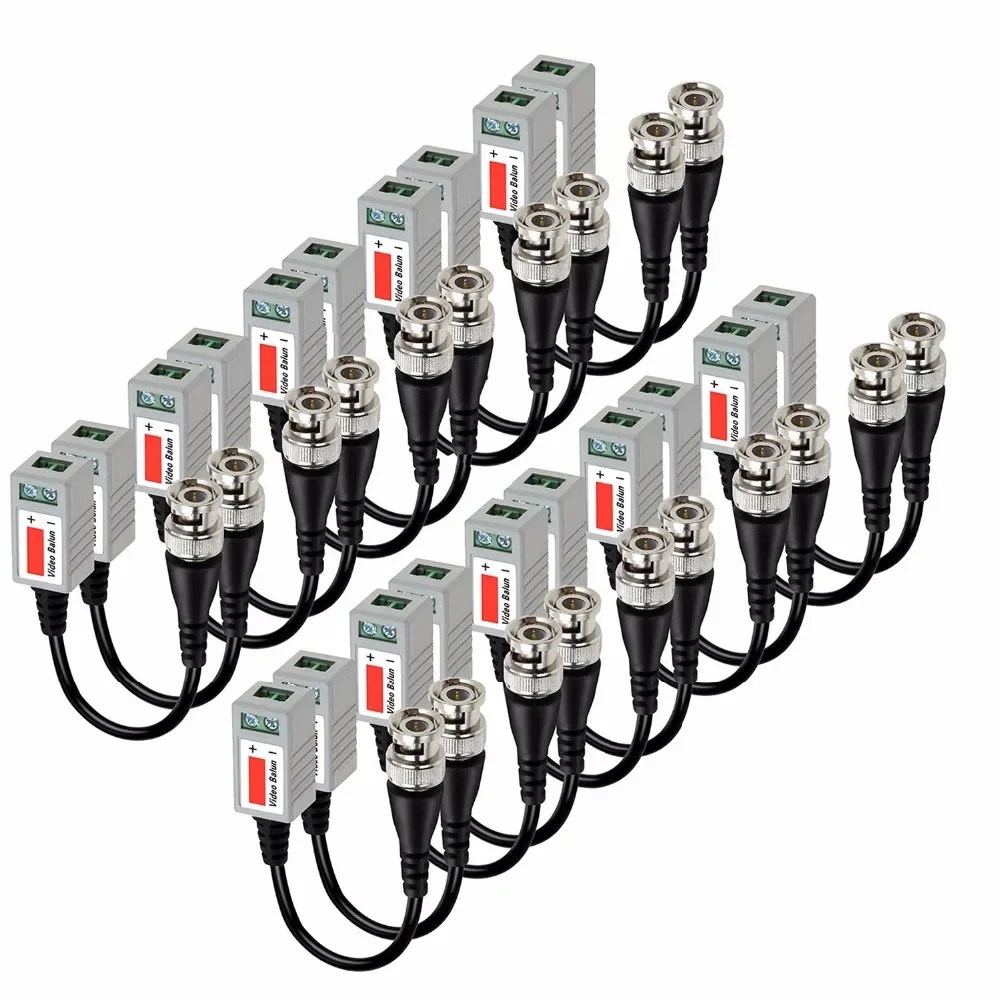 

20pcs AHD/CVI/TVI Twisted BNC CCTV Video Balun passive Transceivers UTP Balun BNC Cat5 CCTV UTP Video Balun up to 3000ft Range