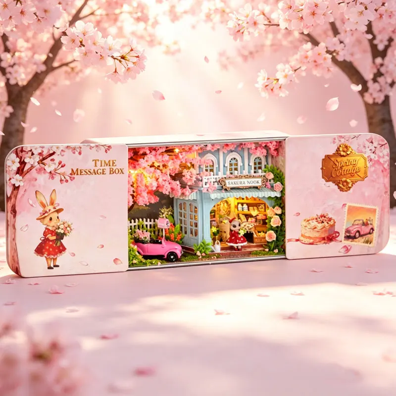 

Message Box DIY Book Nook Kit Miniature Dollhouse 3D Wooden Puzzle Assembly Model with LED Light Creative Home Decor Craft Gift