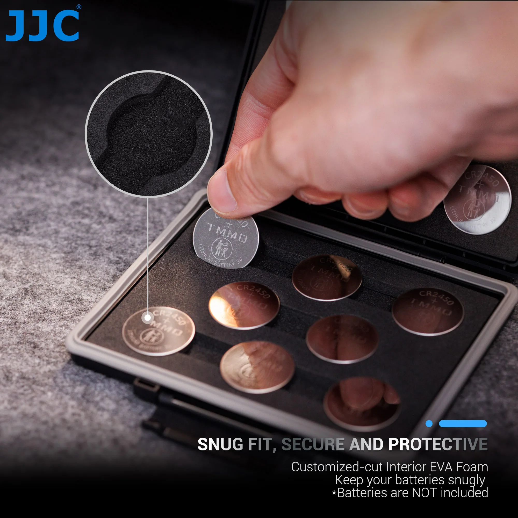 JJC 16 Slots Coin Cell Battery Case Holder Storage Water-Resistant Anti-Shock for CR2450 / CR2430 / CR2412 Button Round Battery